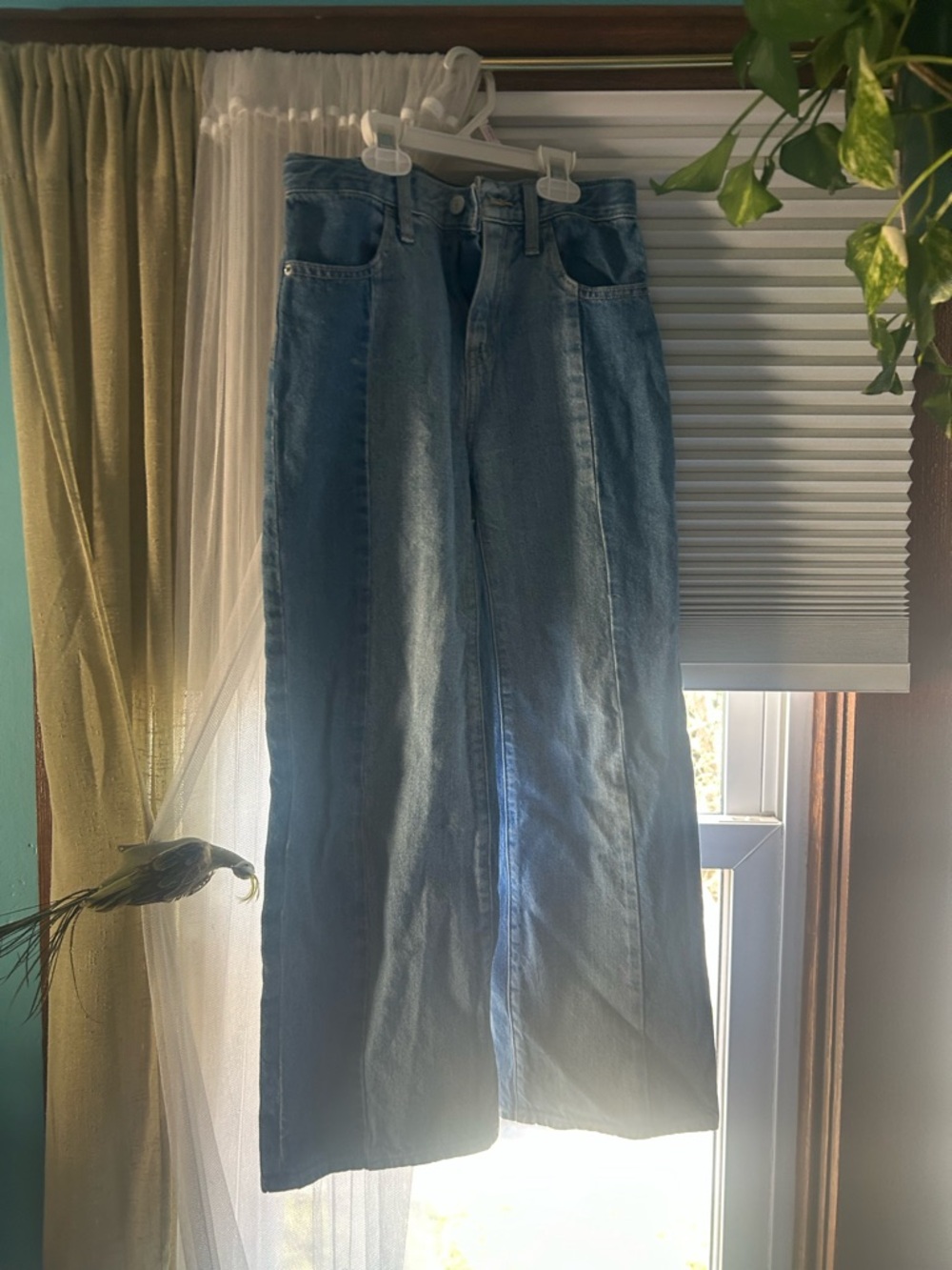 Old Navy Light Blue Wide Leg Two-Tone Denim Jeans